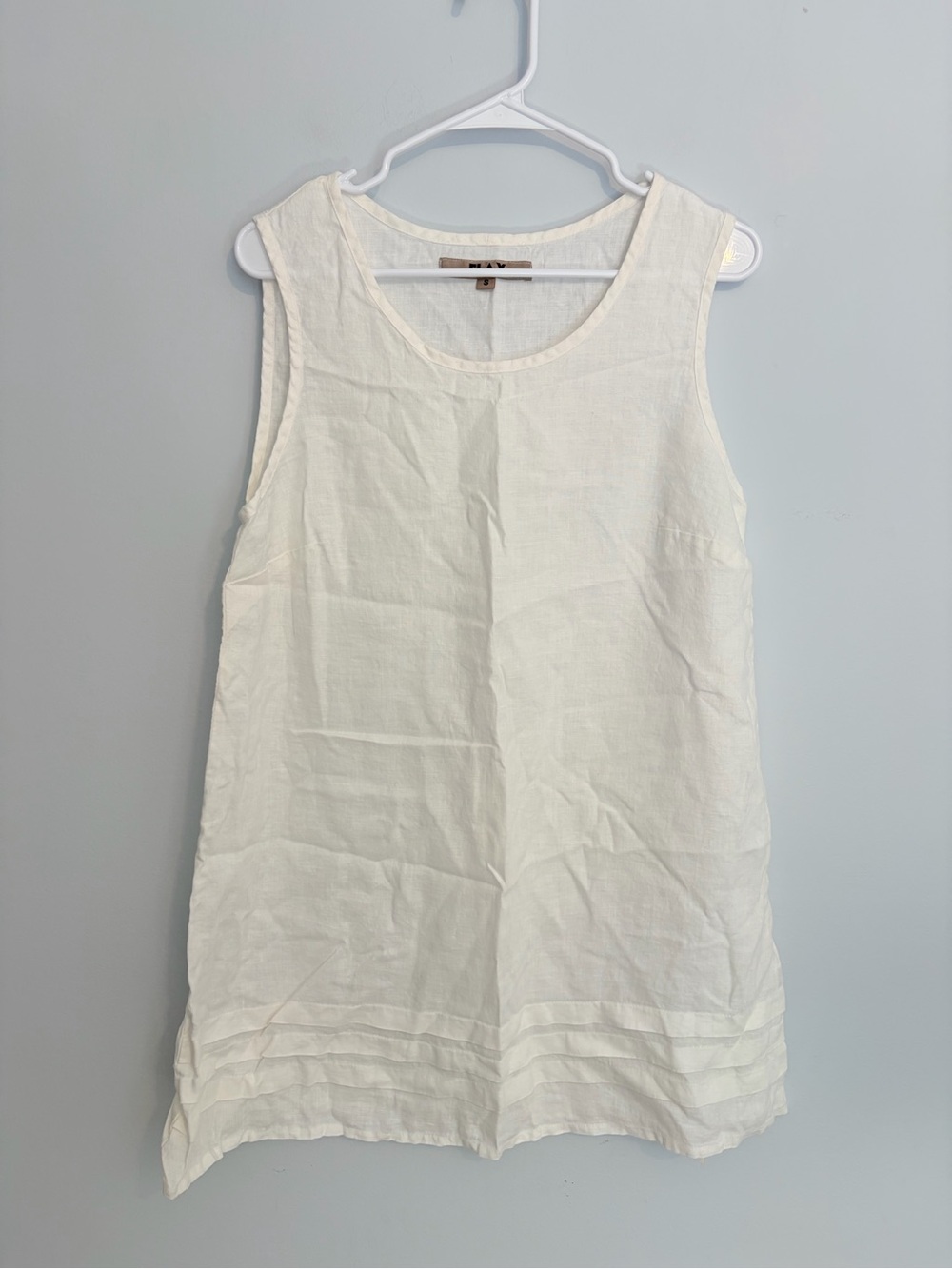 FLAX Sleeveless White Linen Blend Tunic Top